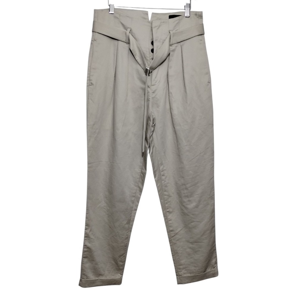 Iro Womens 46 Thimoty Paper Bag Pants Trouser Belted Button Fly Pleated